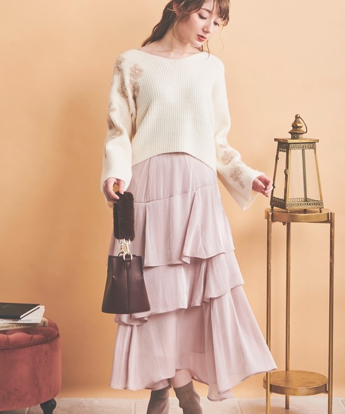 NOELA（ノエラ）の「フラッフィーフラワーニット（ニット/セーター・レディース・オフホワイト/グレー/ピンク・フリー）」の14枚目の写真