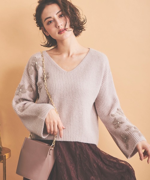 NOELA（ノエラ）の「フラッフィーフラワーニット（ニット/セーター・レディース・オフホワイト/グレー/ピンク・フリー）」の17枚目の写真