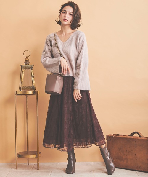 NOELA（ノエラ）の「フラッフィーフラワーニット（ニット/セーター・レディース・オフホワイト/グレー/ピンク・フリー）」の19枚目の写真