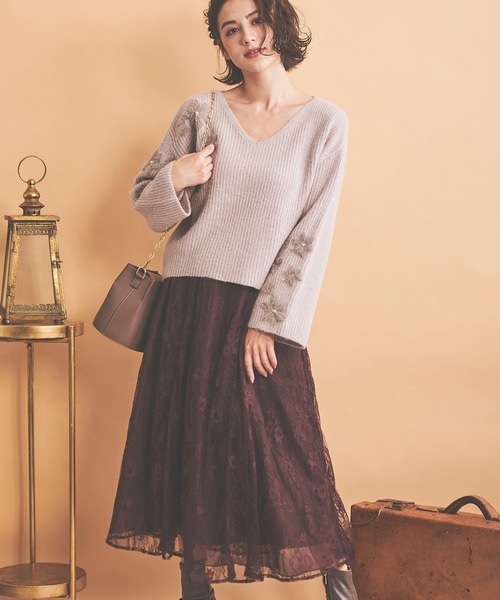 NOELA（ノエラ）の「フラッフィーフラワーニット（ニット/セーター・レディース・オフホワイト/グレー/ピンク・フリー）」の20枚目の写真