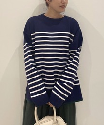 裾ちょびイロ ボーダープルオーバー