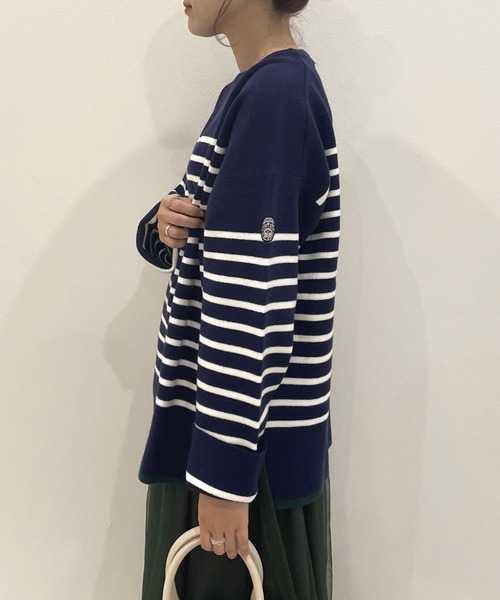 AS KNOW AS PINKY（アズノゥアズピンキー）の「裾ちょびイロ ボーダープルオーバー（ニット/セーター・レディース・ホワイト×ネイビー/ネイビー×ホワイト/ブラウン系・FREE）」の10枚目の写真