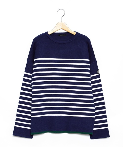 AS KNOW AS PINKY（アズノゥアズピンキー）の「裾ちょびイロ ボーダープルオーバー（ニット/セーター・レディース・ホワイト×ネイビー/ネイビー×ホワイト/ブラウン系・FREE）」の14枚目の写真