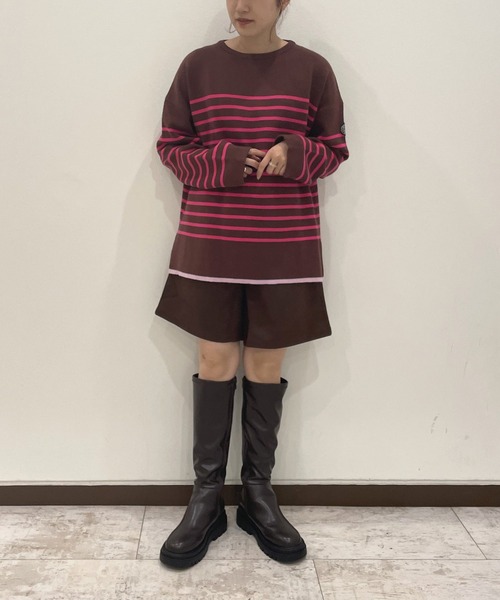 AS KNOW AS PINKY（アズノゥアズピンキー）の「裾ちょびイロ ボーダープルオーバー（ニット/セーター・レディース・ホワイト×ネイビー/ネイビー×ホワイト/ブラウン系・FREE）」の18枚目の写真