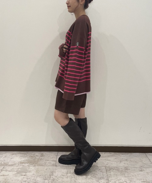 AS KNOW AS PINKY（アズノゥアズピンキー）の「裾ちょびイロ ボーダープルオーバー（ニット/セーター・レディース・ホワイト×ネイビー/ネイビー×ホワイト/ブラウン系・FREE）」の19枚目の写真