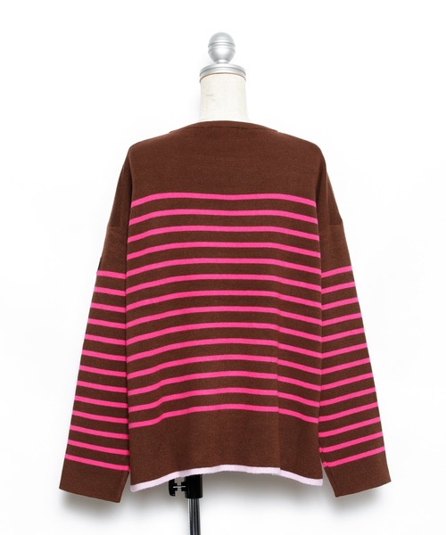 AS KNOW AS PINKY（アズノゥアズピンキー）の「裾ちょびイロ ボーダープルオーバー（ニット/セーター・レディース・ホワイト×ネイビー/ネイビー×ホワイト/ブラウン系・FREE）」の22枚目の写真