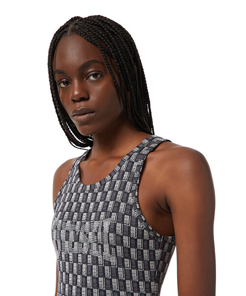 DIESEL(ディーゼル)の「レディース ワンピース タイトドレス ジャガード クリスタル ロゴ(ワンピース・レディース・グレー・MEDIUM/SMALL/X-LARGE/LARGE)」の7枚目の写真