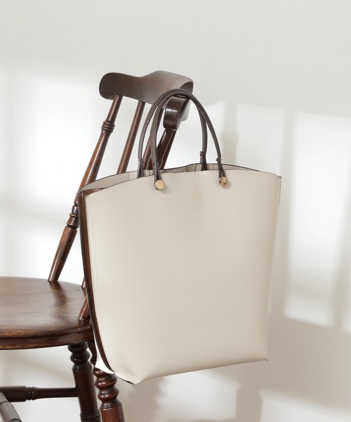 N.(N. Natural Beauty Basic)(エヌエヌナチュラルビューティーベーシック)の「◆サイドカラーリングトートバッグ(トートバッグ・レディース・ベージュ/ブラック/ホワイト/ブラック系その他・フリ-)」の2枚目の写真