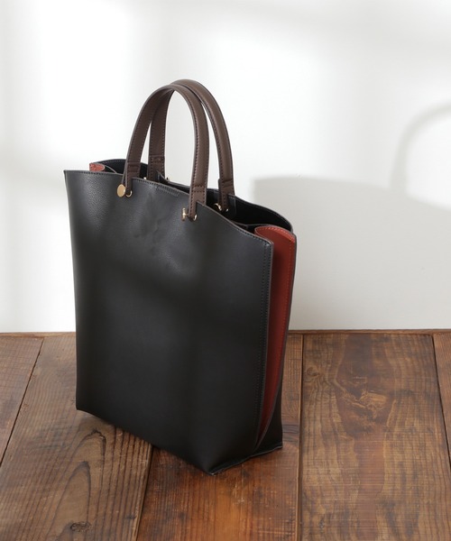 N.(N. Natural Beauty Basic)(エヌエヌナチュラルビューティーベーシック)の「◆サイドカラーリングトートバッグ(トートバッグ・レディース・ベージュ/ブラック/ホワイト/ブラック系その他・フリ-)」の3枚目の写真