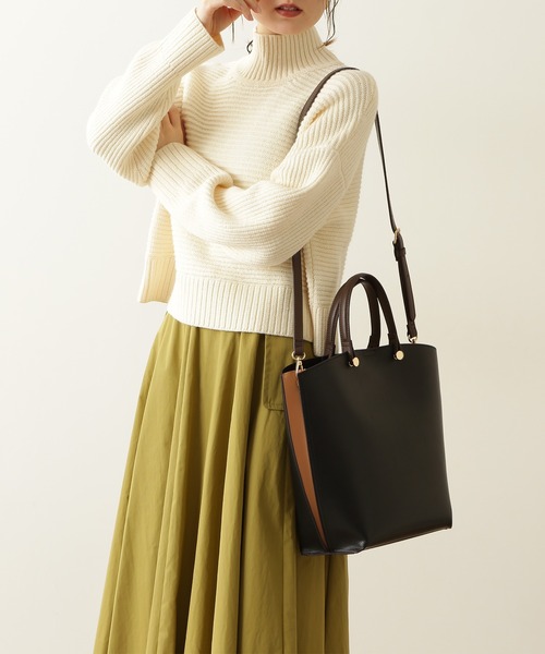 N.(N. Natural Beauty Basic)(エヌエヌナチュラルビューティーベーシック)の「◆サイドカラーリングトートバッグ(トートバッグ・レディース・ベージュ/ブラック/ホワイト/ブラック系その他・フリ-)」の7枚目の写真