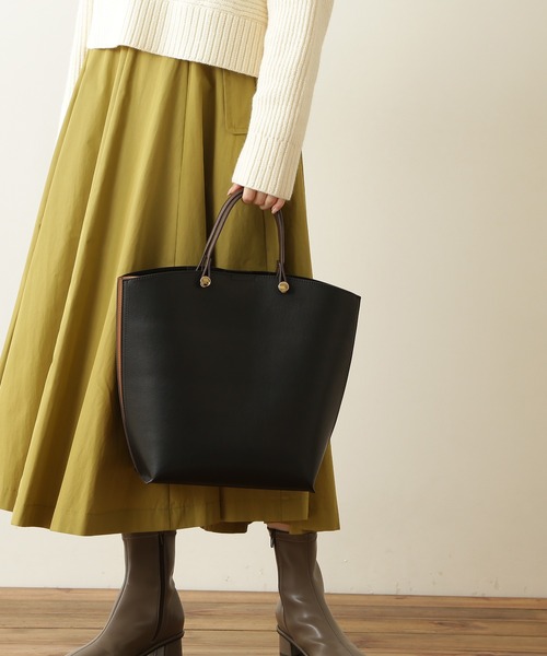 N.(N. Natural Beauty Basic)(エヌエヌナチュラルビューティーベーシック)の「◆サイドカラーリングトートバッグ(トートバッグ・レディース・ベージュ/ブラック/ホワイト/ブラック系その他・フリ-)」の8枚目の写真