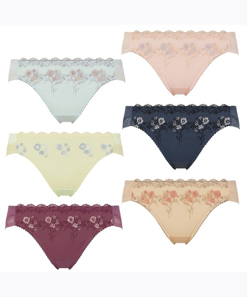 AMOSTYLE BY Triumph（アモスタイルバイトリンプ）の「ワイルドブーケ レギュラーショーツ AMST1370 Hikini JX（ショーツ・レディース・プラム/ライトブルー/ベージュ/ライトグリーン/ネイビー/イエロー・L/M）」の13枚目の写真