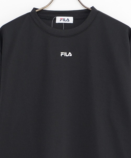 FILA（フィラ）の「【FILA/フィラ】ポンチ素材 ワンポイント ロゴ刺繍 ビックシルエット ドロップショルダー ロンT 長袖Ｔシャツ（Tシャツ/カットソー・メンズ・ブラック/ベージュ/オフホワイト・LL/M/L）」の3枚目の写真