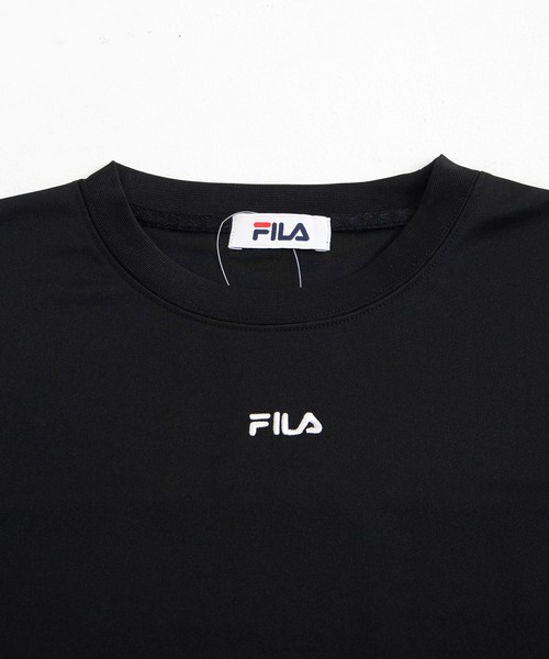 FILA（フィラ）の「【FILA/フィラ】ポンチ素材 ワンポイント ロゴ刺繍 ビックシルエット ドロップショルダー ロンT 長袖Ｔシャツ（Tシャツ/カットソー・メンズ・ブラック/ベージュ/オフホワイト・LL/M/L）」の8枚目の写真