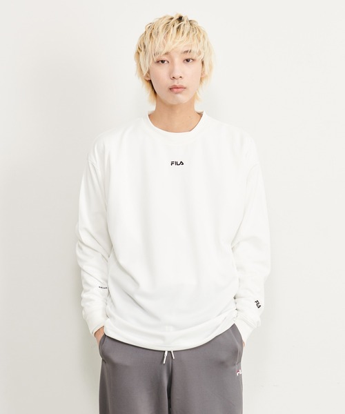 FILA（フィラ）の「【FILA/フィラ】ポンチ素材 ワンポイント ロゴ刺繍 ビックシルエット ドロップショルダー ロンT 長袖Ｔシャツ（Tシャツ/カットソー・メンズ・ブラック/ベージュ/オフホワイト・LL/M/L）」の21枚目の写真