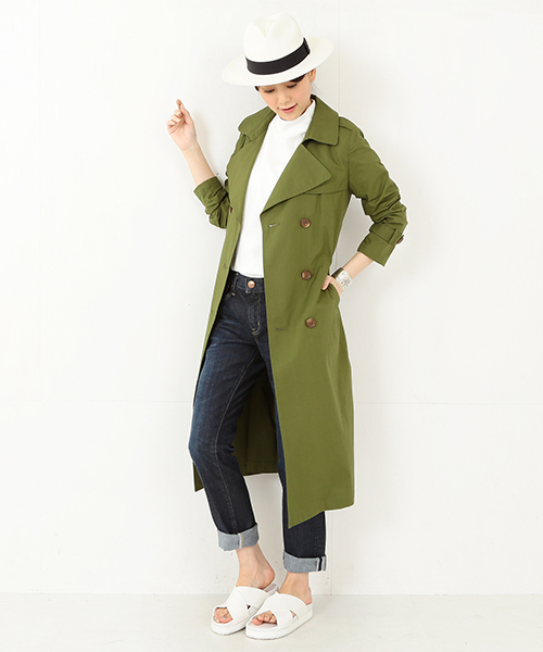 Ray BEAMS（レイビームス）の「Ray BEAMS / ロング トレンチコート（トレンチコート・レディース・オリーブ/ベージュ・0/1）」の5枚目の写真