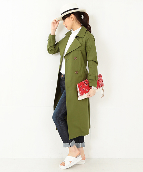 Ray BEAMS（レイビームス）の「Ray BEAMS / ロング トレンチコート（トレンチコート・レディース・オリーブ/ベージュ・0/1）」の11枚目の写真