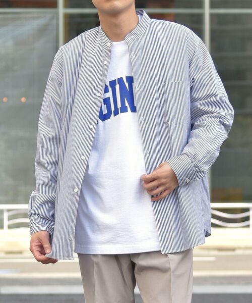 SHIPS any（シップス エニィ）の「【WEB限定】SHIPS any: 2枚パック バンドカラー シャツ 22SS◇（シャツ/ブラウス・メンズ・ホワイト系その他/ホワイト系その他2/ホワイト系その他3・SMALL/MEDIUM/LARGE/X-LARGE）」の4枚目の写真