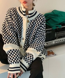 ハイネックモノグラムデザインカーディガン【ZOZOTOWN限定】
