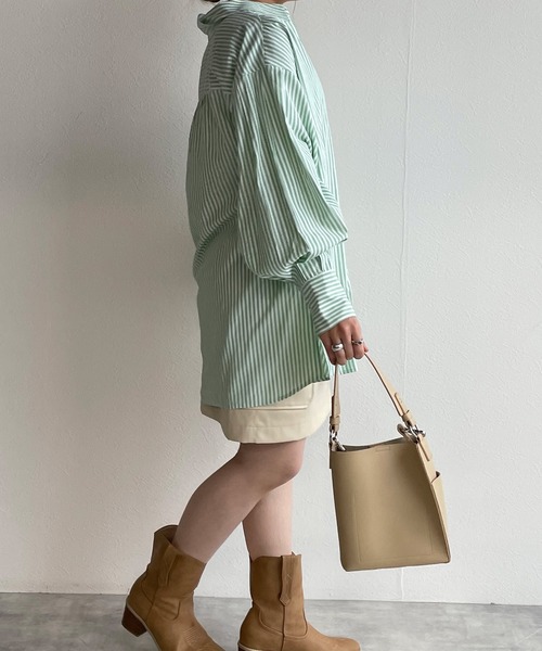 w closet(ダブルクローゼット)の「先染めストライプシャツはおり(シャツ/ブラウス・レディース・グリーン系その他/ブルー系その他/ピンク系その他・FREE)」の11枚目の写真
