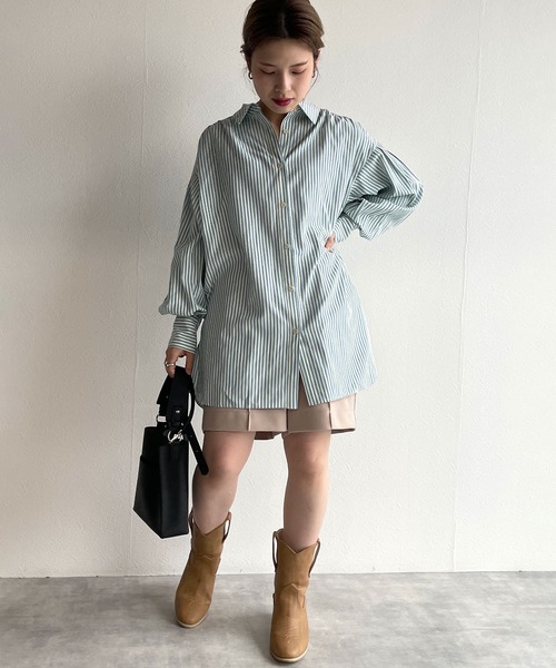 w closet(ダブルクローゼット)の「先染めストライプシャツはおり(シャツ/ブラウス・レディース・グリーン系その他/ブルー系その他/ピンク系その他・FREE)」の13枚目の写真