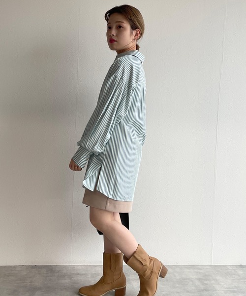 w closet(ダブルクローゼット)の「先染めストライプシャツはおり(シャツ/ブラウス・レディース・グリーン系その他/ブルー系その他/ピンク系その他・FREE)」の17枚目の写真