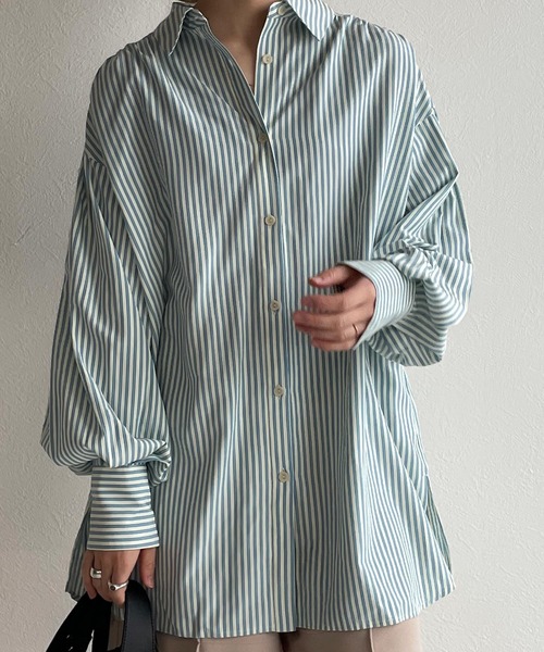 w closet(ダブルクローゼット)の「先染めストライプシャツはおり(シャツ/ブラウス・レディース・グリーン系その他/ブルー系その他/ピンク系その他・FREE)」の18枚目の写真