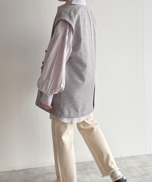 w closet(ダブルクローゼット)の「先染めストライプシャツはおり(シャツ/ブラウス・レディース・グリーン系その他/ブルー系その他/ピンク系その他・FREE)」の21枚目の写真