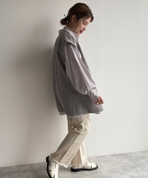 w closet(ダブルクローゼット)の「先染めストライプシャツはおり(シャツ/ブラウス・レディース・グリーン系その他/ブルー系その他/ピンク系その他・FREE)」の22枚目の写真
