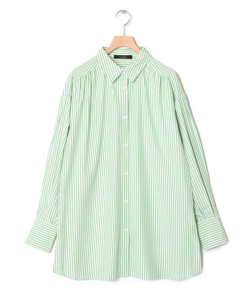 w closet(ダブルクローゼット)の「先染めストライプシャツはおり(シャツ/ブラウス・レディース・グリーン系その他/ブルー系その他/ピンク系その他・FREE)」の6枚目の写真