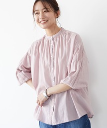 CRAFT STANDARD BOUTIQUE | 【インドコットン】レーススリーブバンドカラーブラウス　＊◆(シャツ/ブラウス)