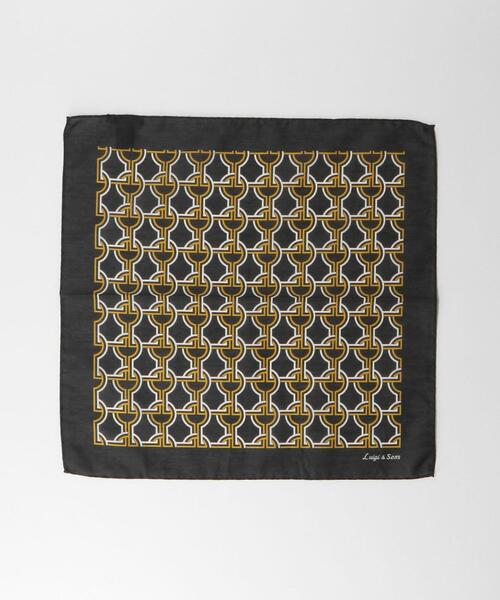 green label relaxing（グリーンレーベルリラクシング）の「＜Luigi & Sons（ルイージアンドサンズ）＞コットンシルク ジオメトリック ポケットチーフ（ポケットチーフ・メンズ・オフホワイト/ブラック・FREE）」の3枚目の写真
