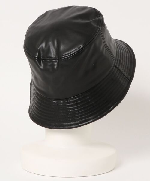 WHITELAND(ホワイトランド)の「【LAB限定】WHITELAND/ホワイトランド/フェイクレザーバケットハット(ハット・メンズ・ブラック/ホワイト・FREE)」の3枚目の写真