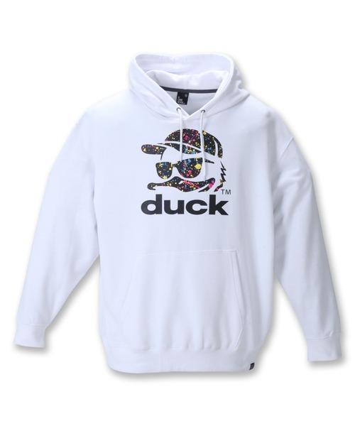 B ONE SOUL（ビーワンソウル）の「b-one-soul ビーワンソウル DUCK DUDEプルパーカー 大きいサイズ オーバーサイズ ビッグシルエット（パーカー・メンズ・ホワイト/エメラルド・3L/4L/5L/6L）」の2枚目の写真