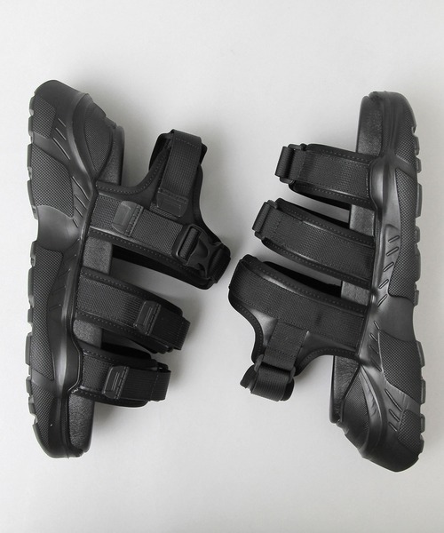 glabella（グラベラ）の「厚底 チャンキーソール 3連ストラップ フェイクレザーサンダル / ハイソール スポーツサンダル（サンダル・メンズ・ブラック・S/M/L/SS）」の6枚目の写真