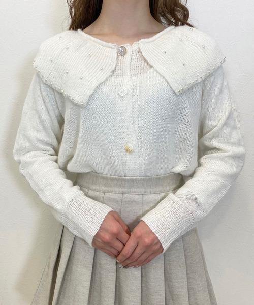 titty＆Co. PETIT（ティティアンドコープティ）の「【titty&Co.PETIT】セーラーニットカーデトップス（ニット/セーター・レディース・ホワイト/ピンク・FREE）」の5枚目の写真