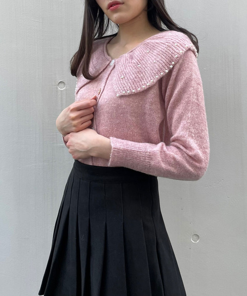 titty＆Co. PETIT（ティティアンドコープティ）の「【titty&Co.PETIT】セーラーニットカーデトップス（ニット/セーター・レディース・ホワイト/ピンク・FREE）」の10枚目の写真