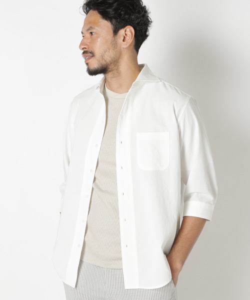 MEN'S BIGI（メンズビギ）の「麻調ポリエステル カッタウェイシャツ（シャツ/ブラウス・メンズ・ホワイト/ベージュ/ネイビー・01/02/03/04）」の4枚目の写真