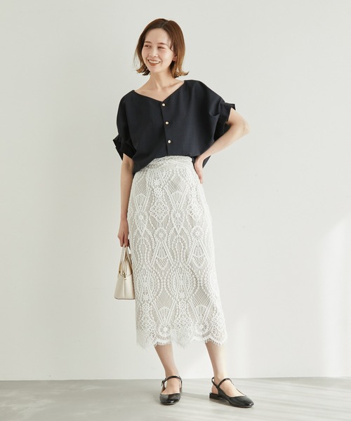 ROPE' PICNIC（ロペピクニック）の「【2WAY】リネンライクブラウス（シャツ/ブラウス・レディース・ベージュ/ネイビー/サックスブルー/ラベンダー・40/38）」の10枚目の写真