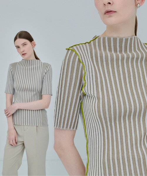 PUBLIC TOKYO（パブリックトウキョウ）の「極くるりハーフスリーブニット/ウォッシャブル（ニット/セーター・レディース・ベージュ/ブラウン/オレンジ/ミント/その他3・FREE）」の2枚目の写真