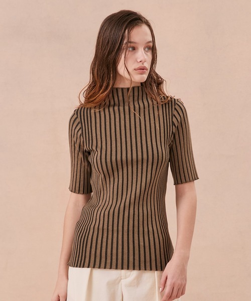 PUBLIC TOKYO（パブリックトウキョウ）の「極くるりハーフスリーブニット/ウォッシャブル（ニット/セーター・レディース・ベージュ/ブラウン/オレンジ/ミント/その他3・FREE）」の6枚目の写真