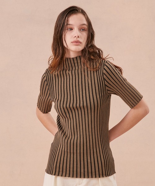 PUBLIC TOKYO（パブリックトウキョウ）の「極くるりハーフスリーブニット/ウォッシャブル（ニット/セーター・レディース・ベージュ/ブラウン/オレンジ/ミント/その他3・FREE）」の7枚目の写真