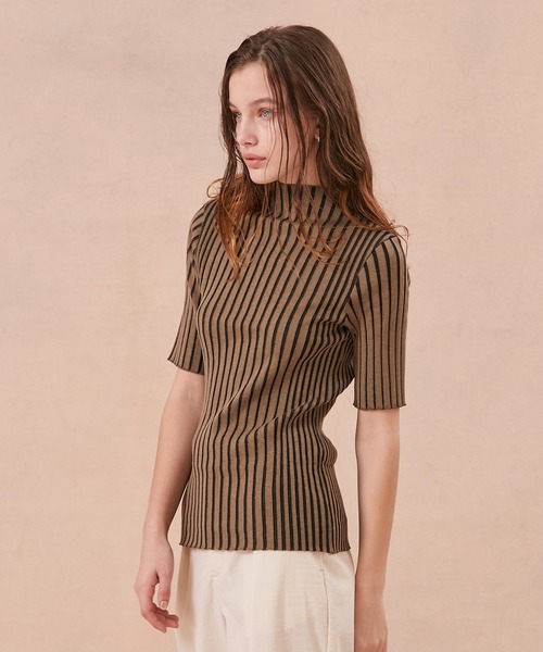 PUBLIC TOKYO（パブリックトウキョウ）の「極くるりハーフスリーブニット/ウォッシャブル（ニット/セーター・レディース・ベージュ/ブラウン/オレンジ/ミント/その他3・FREE）」の8枚目の写真