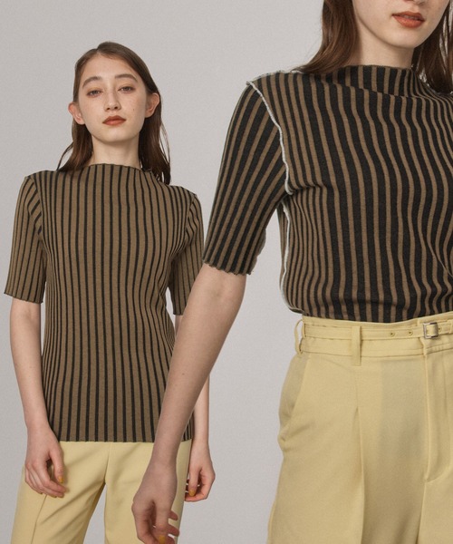 PUBLIC TOKYO（パブリックトウキョウ）の「極くるりハーフスリーブニット/ウォッシャブル（ニット/セーター・レディース・ベージュ/ブラウン/オレンジ/ミント/その他3・FREE）」の18枚目の写真