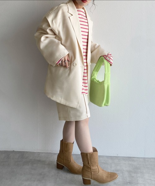 w closet（ダブルクローゼット）の「パイル地ラウンドバッグ（ハンドバッグ・レディース・ピンク/ライム/ブルー・FREE）」の10枚目の写真