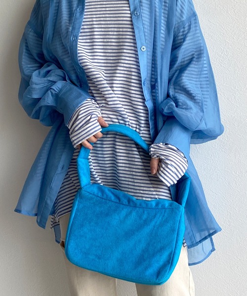 w closet（ダブルクローゼット）の「パイル地ラウンドバッグ（ハンドバッグ・レディース・ピンク/ライム/ブルー・FREE）」の16枚目の写真