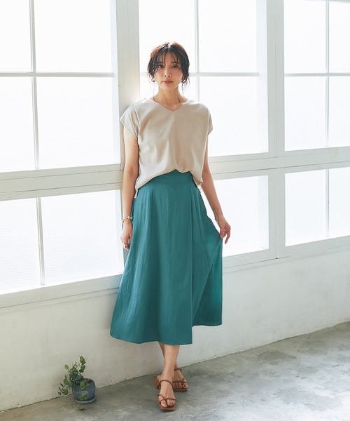 RIVE DROITE(リヴドロワ)の「Vネックタックフレンチカットソー(Tシャツ/カットソー・レディース・チャコールグレー/ベージュ/オフホワイト/ピンク/ミント/ベージュ系その他・FREE)」の11枚目の写真