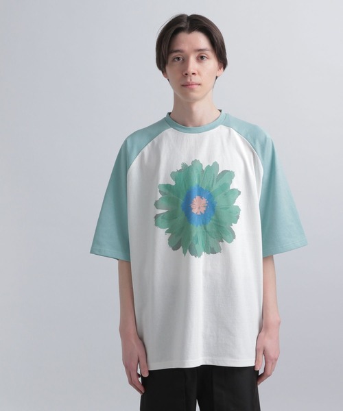 HARE（ハレ）の「ラグランフラワープリントTEE（Tシャツ/カットソー・メンズ・ブラック/ブルー/グリーン・FREE）」の9枚目の写真