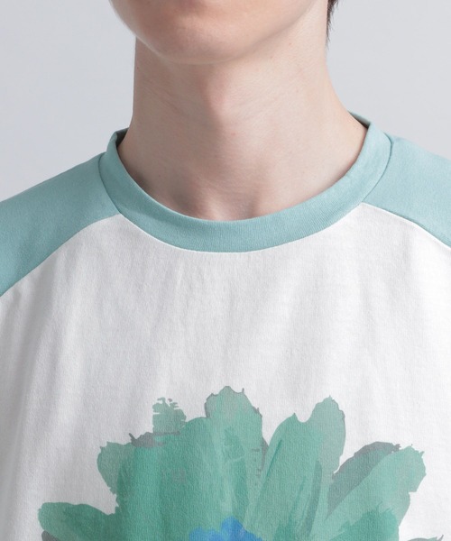 HARE（ハレ）の「ラグランフラワープリントTEE（Tシャツ/カットソー・メンズ・ブラック/ブルー/グリーン・FREE）」の16枚目の写真