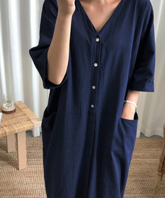IENA フレンチスリーブシャツワンピース 36 ネイビー レディース春夏 IENA ワンピース シャツワンピース フレンチスリーブシャツ